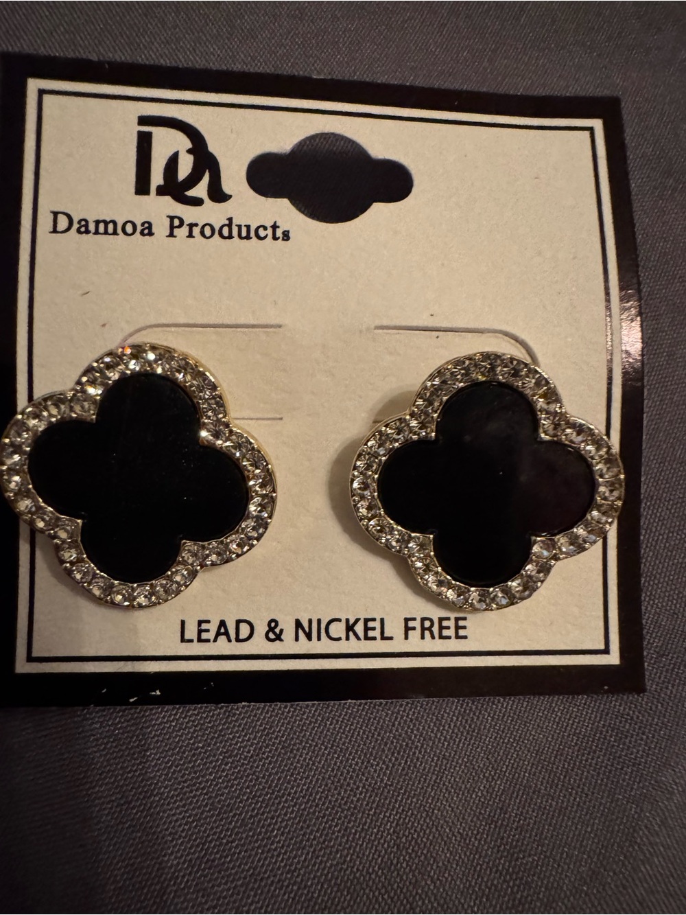 Black Clover Crystal-Edge Stud Earrings